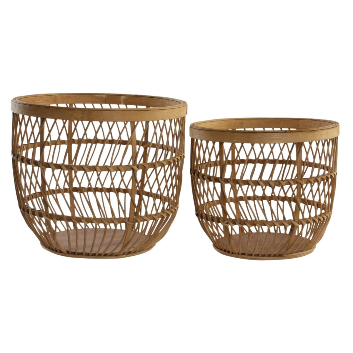 Basket set DKD Home Decor Brown Natural Bamboo Tropical 34,5 x 34,5 x