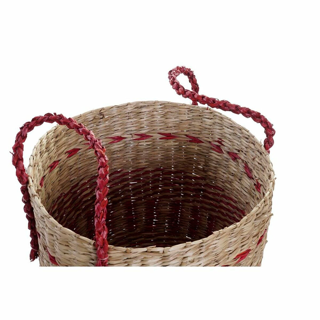 Basket set DKD Home Decor Natural Red Seagrass (2 pcs) (34 x 34 x 40
