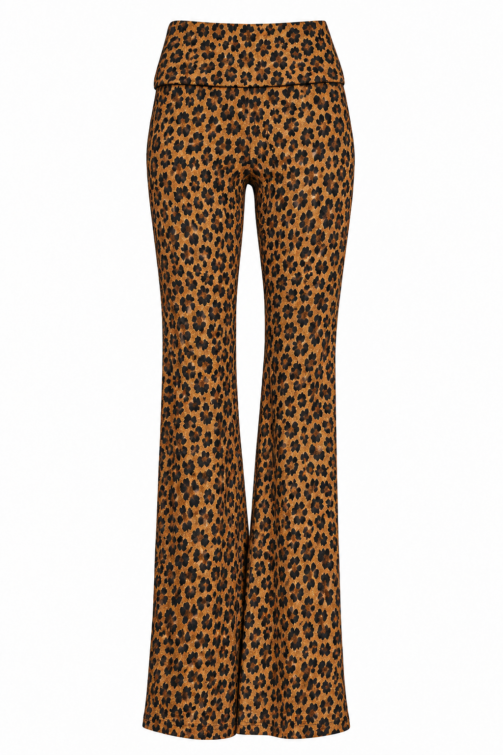 Pantalone a zampa con stampa leopardata