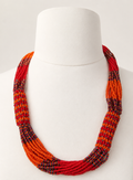 Zulu Strand Short  Necklace Orange Grey and Red 22 inches