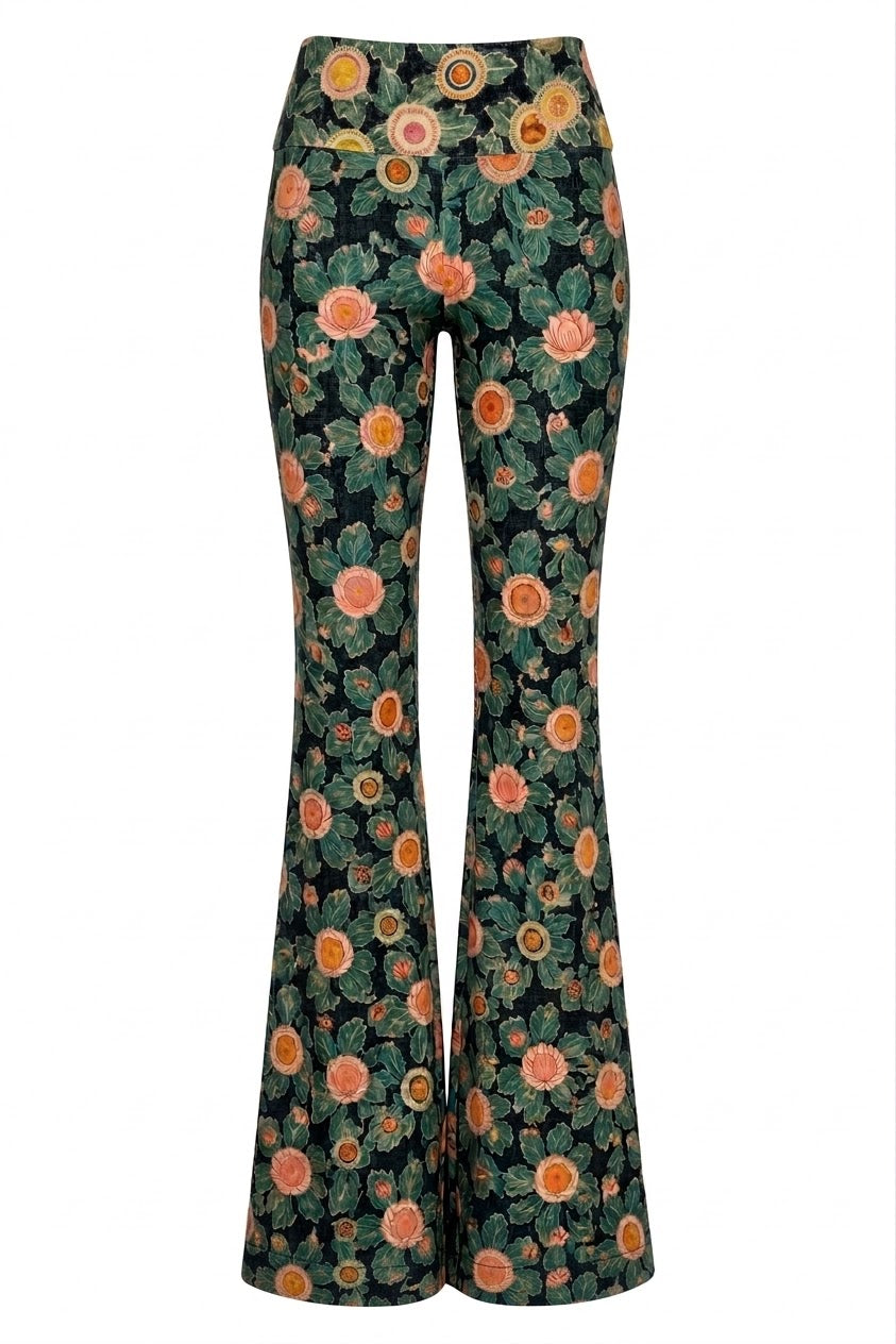 Pantaloni PIT a fiori su fondo scuro