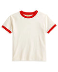 Vintage Women's T-Shirt – Retro Ringer Style – Off-White/Red
