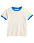 Vintage Women's T-Shirt – Retro Ringer Style – Off-White/Blue